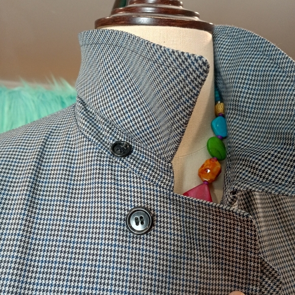 London Fog Men's Parliament Plush Gray Houndstooth Trench Coat Size 40 Reg - Picture 8 of 15